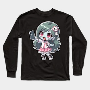 Kawaii Zombie Selfie Girl Long Sleeve T-Shirt